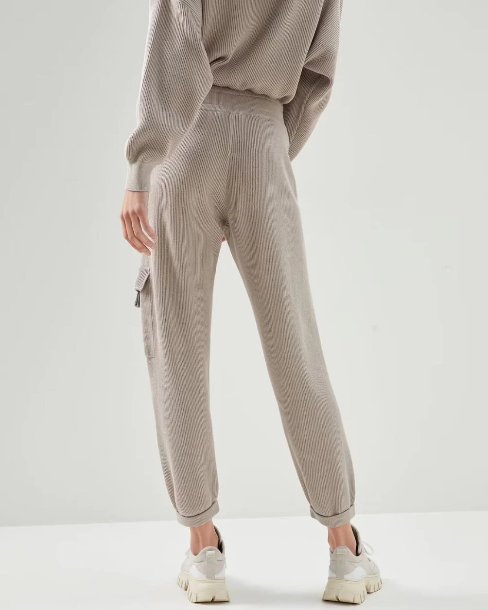 Alternative view of Brunello Cucinelli Cotton English Rib knit Trousers With Precious Pocket Loop