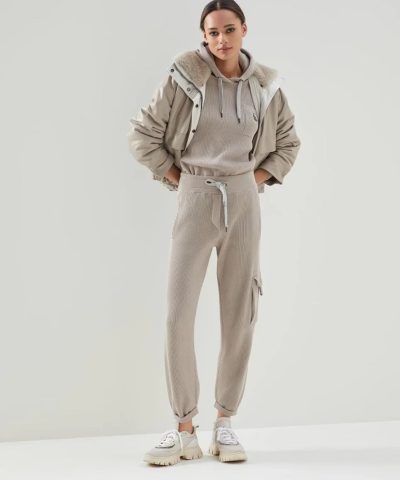 Brunello Cucinelli Cotton English Rib knit Trousers With Precious Pocket Loop 3