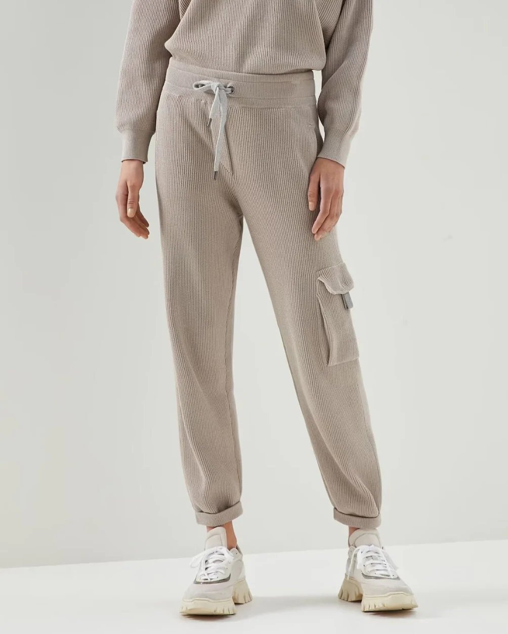 Brunello Cucinelli Cotton English Rib knit Trousers With Precious Pocket Loop-20238754