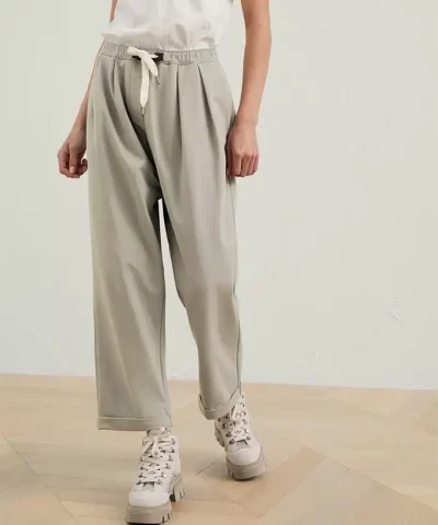 Brunello Cucinelli Lightweight Stretch Cotton Trousers With Shiny Eyelets-20306458