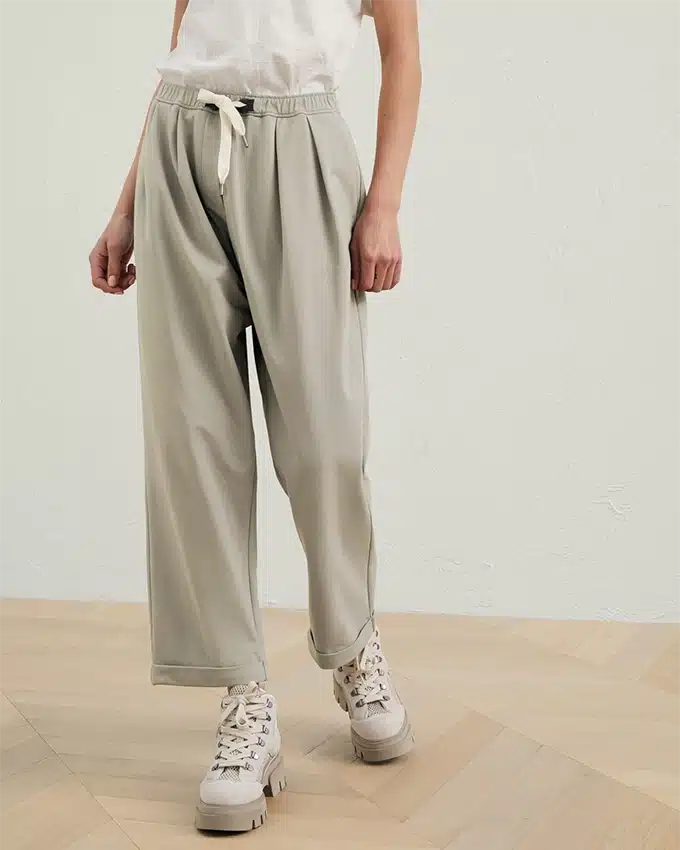 Brunello Cucinelli Lightweight Stretch Cotton Trousers With Shiny Eyelets-20306458