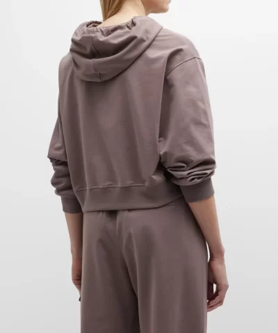 Brunello Cucinelli Monili Tab Cotton Felpa Crop Hoodie 2