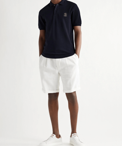 Alternative view of Brunello Cucinelli Slim-Fit Logo-Embroidered Cotton-Piqué Polo Shirt