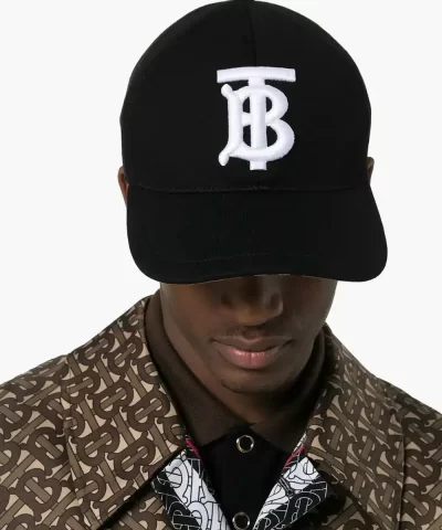 Burberry Black And White TB Logo Embroidered Cotton Baseball Cap 5