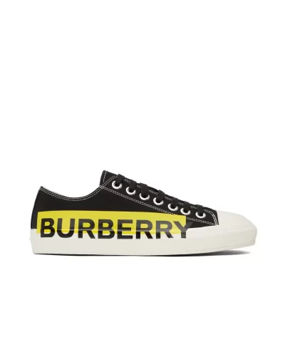 Burberry Black & Yellow Gabardine Larkhall Sneakers-20297587