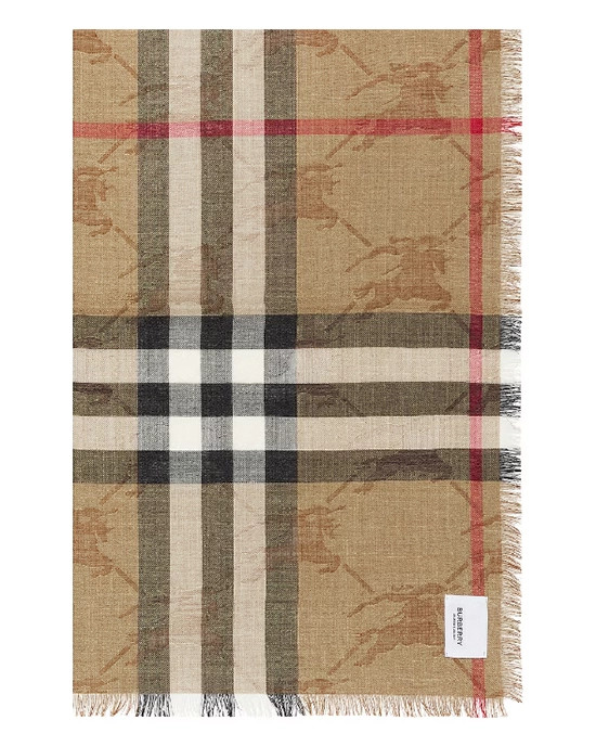Alternative view of Burberry Check Equestrian Knight Design Wool Silk Jacquard Reversible Scarf