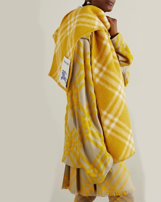 Alternative view of Burberry Hooded Checked Wool-Jacquard Scarf