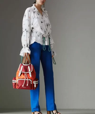Burberry Leather-Trimmed Color-Block Shell Backpack - Image 3