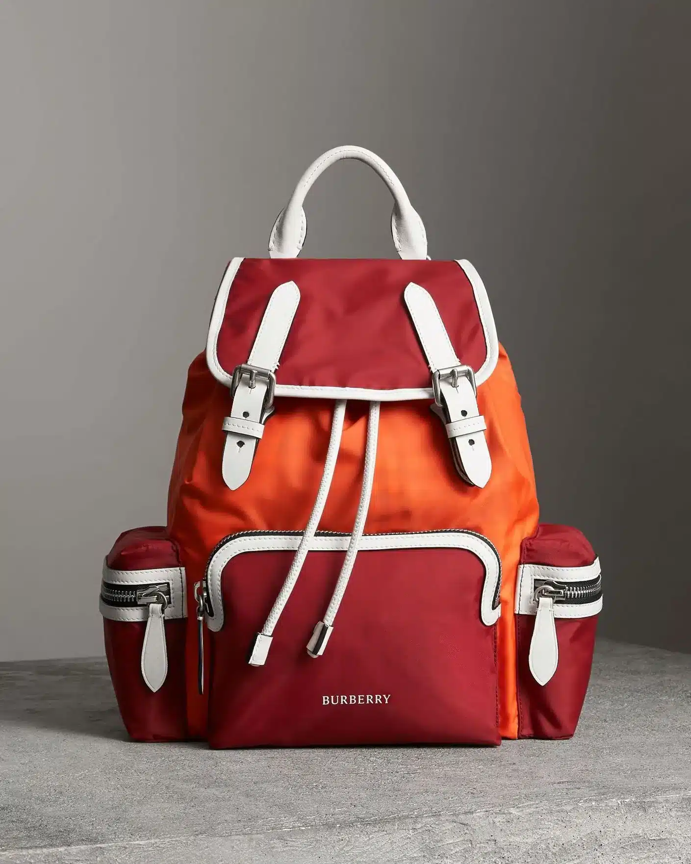 Burberry Leather-Trimmed Color-Block Shell Backpack-20272750