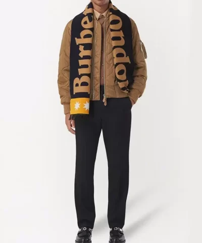 Burberry Logo Jacquard Fringed Scarf 3