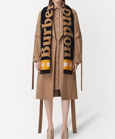 Burberry Logo Jacquard Fringed Scarf 4