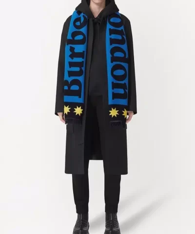 Burberry Logo Jacquard Fringed Scarf 8