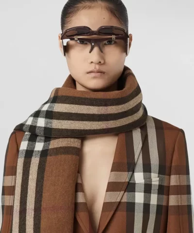 Burberry Reversible Check and EKD Cashmere Jacquard Scarf - Image 4