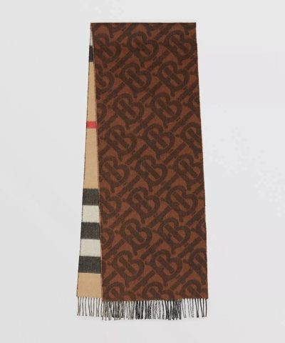 Burberry Reversible Check and Monogram Cashmere Scarf-20263143