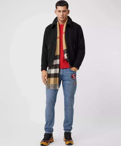 Burberry Reversible Check and Monogram Cashmere Scarf - Image 8