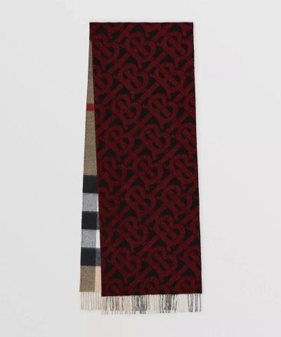 Burberry Reversible Check and Monogram Cashmere Scarf-20263151