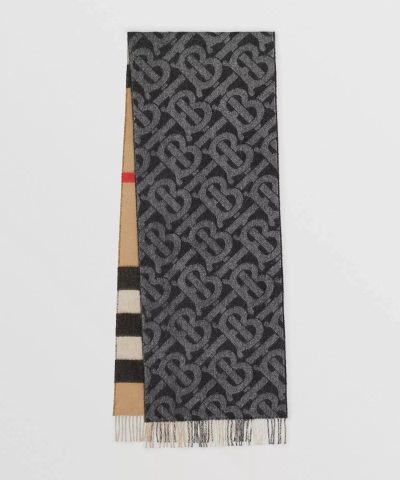 Burberry Reversible Check and Monogram Cashmere Scarf-20263160