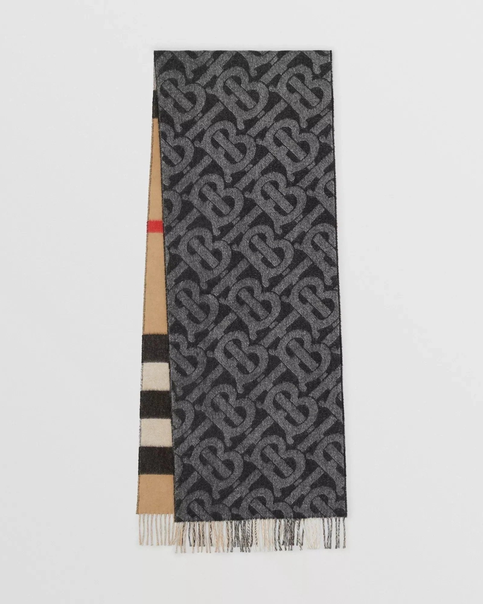 Burberry Reversible Check and Monogram Cashmere Scarf-20263160