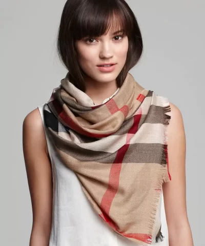 Burberry Sheer Mega Check Scarf, Camel - Image 3