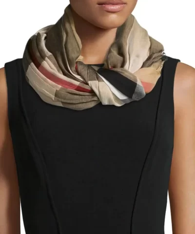 Burberry Sheer Mega Check Scarf, Camel - Image 4