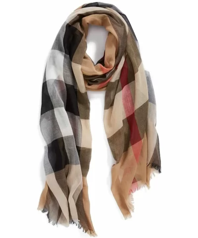Burberry Sheer Mega Check Scarf, Camel-20272338
