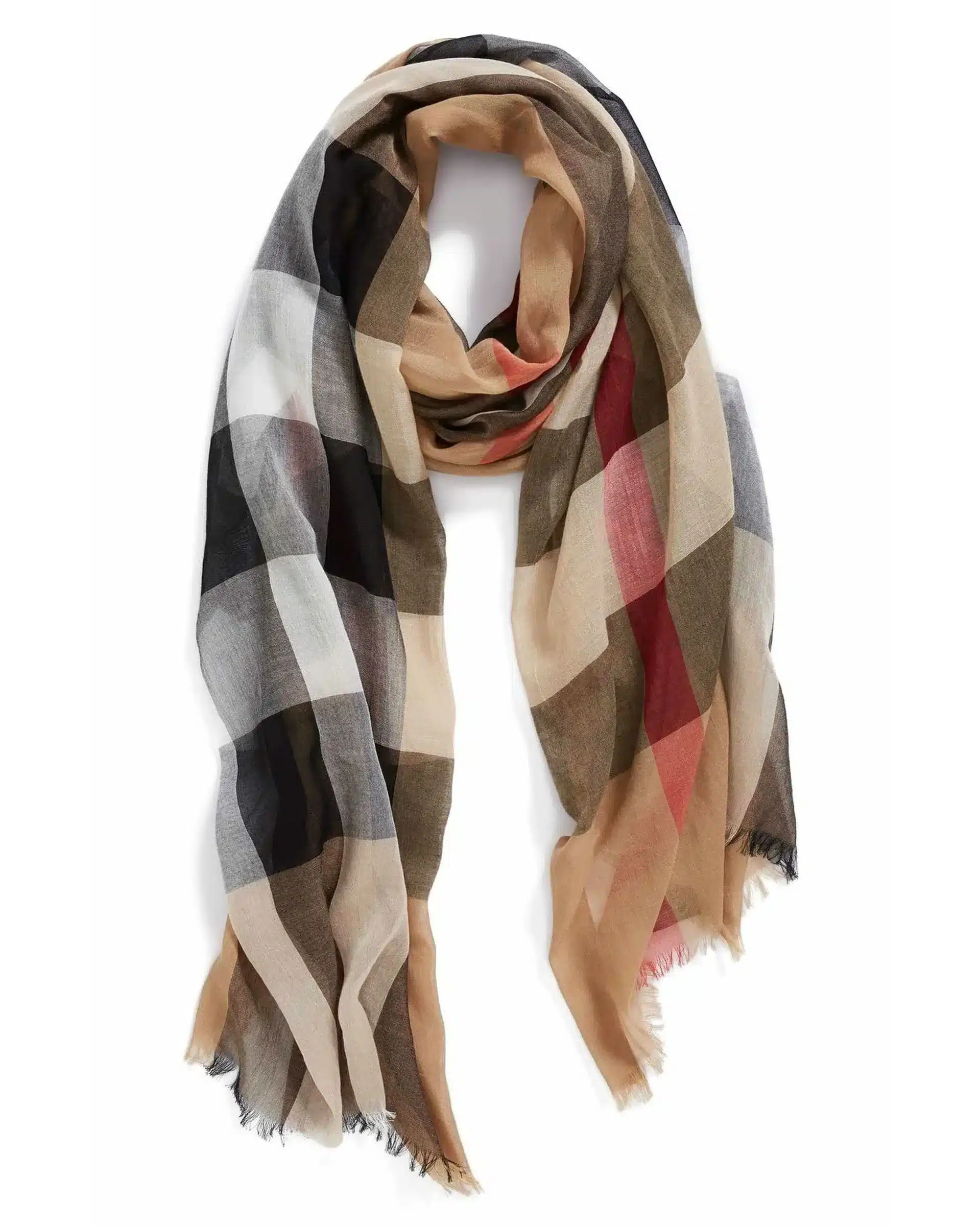 Burberry Sheer Mega Check Scarf, Camel-20272338