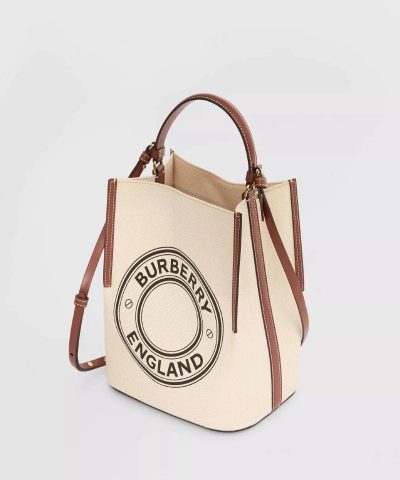 Burberry Small Logo Graphic Cotton Canvas Peggy Bucket Bag - Image 3
