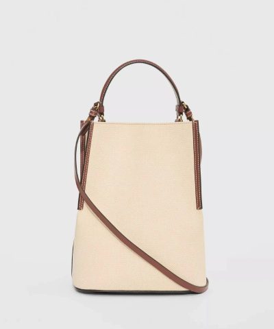 Burberry Small Logo Graphic Cotton Canvas Peggy Bucket Bag - Image 4