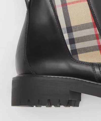 Burberry Vintage Check Detail Leather Chelsea Boots 3