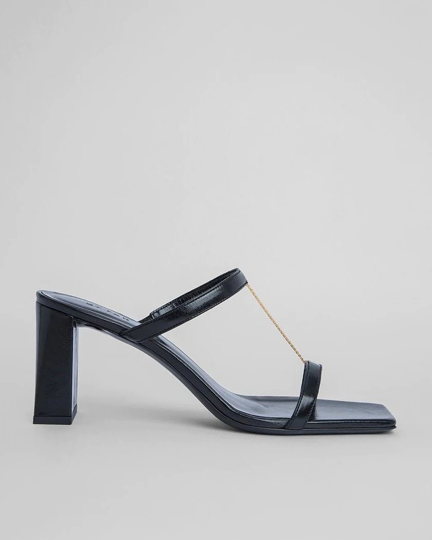 By Far Chloe Black Grained Leather Mules-20254544