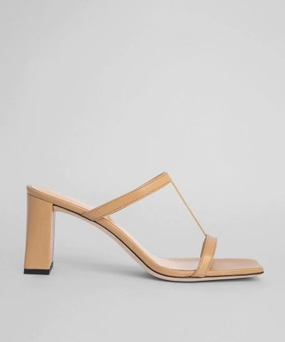 By Far Chloe Nude Grained Leather Mules-20254531