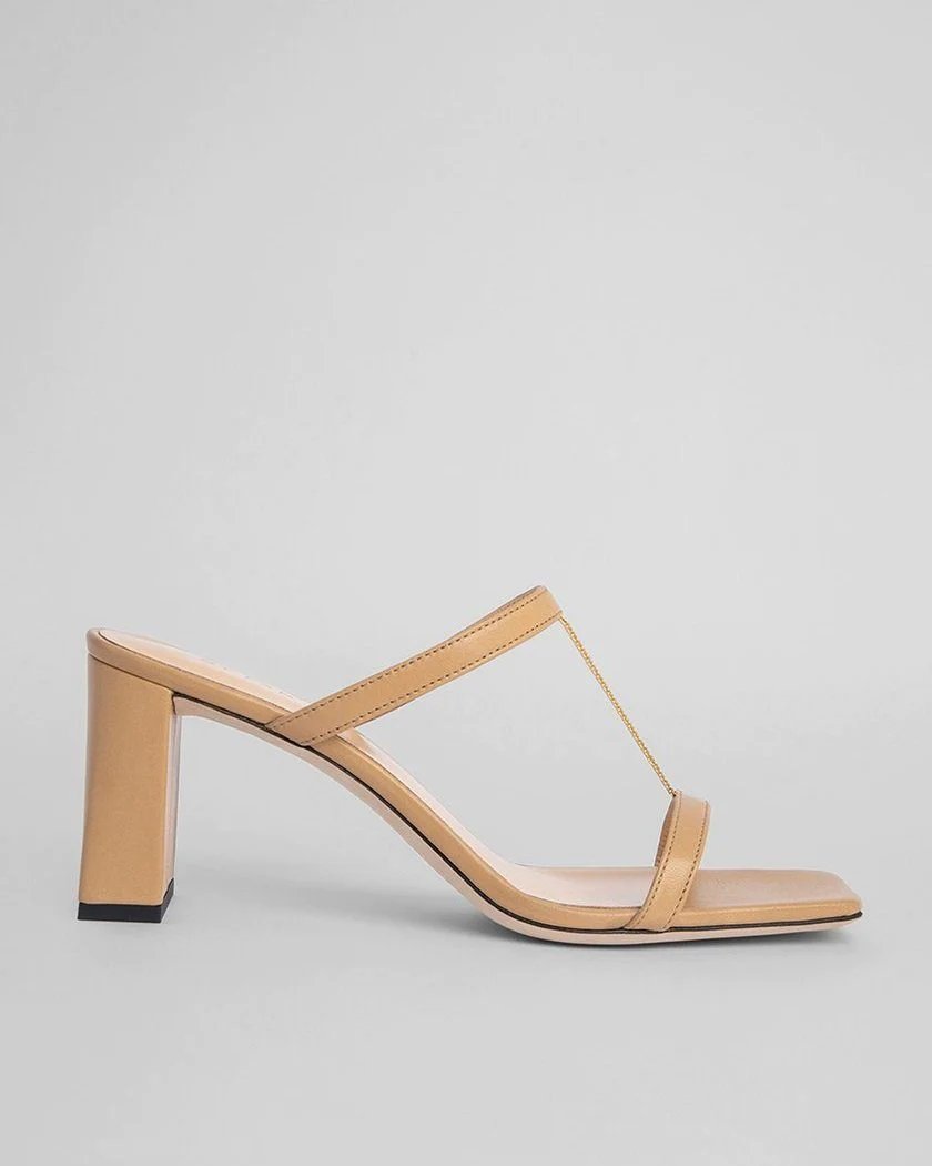 By Far Chloe Nude Grained Leather Mules-20254531