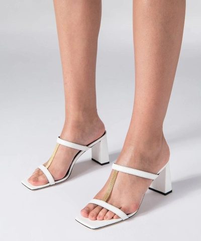 By Far Chloe White Grained Leather Mules - Image 5