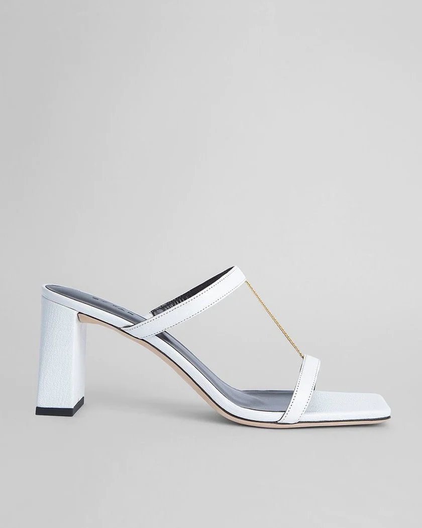 By Far Chloe White Grained Leather Mules-20254556