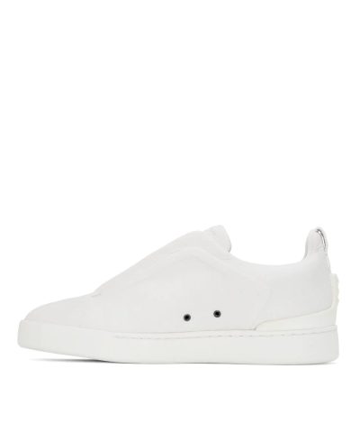 Ermenegildo Zegna White Triple Stitch Sneakers - Image 3