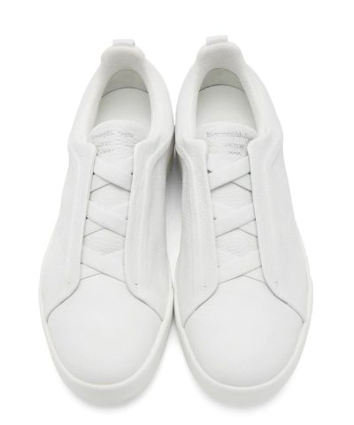 Ermenegildo Zegna White Triple Stitch Sneakers - Image 5