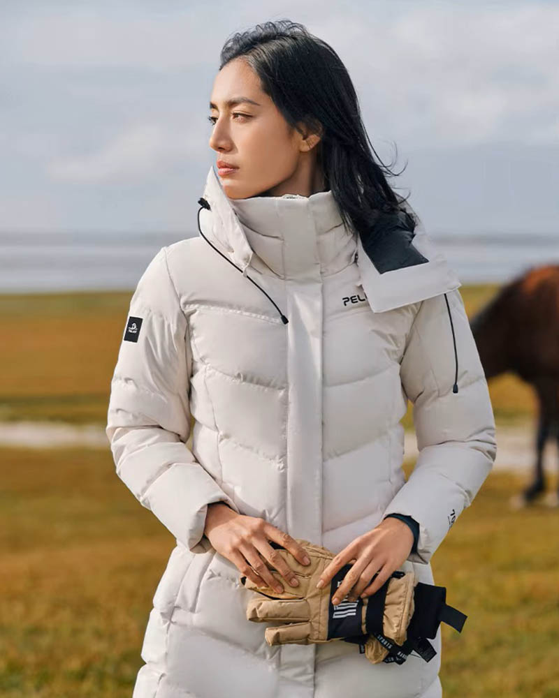 Alternative view of Long Puffer Coat for Women - Heavy Duty Winter Parka with Woven Print Pattern