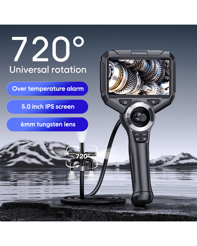 Alternative view of 5-inch IPS Endoscope Camera | 6mm 1m Snake Tube with 4-Way 360° Articulation