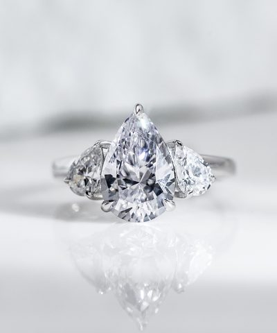 3.76CT Pear D-VVS1 Certified Lab Grown Diamond Ring in 18K White Gold - Image 4