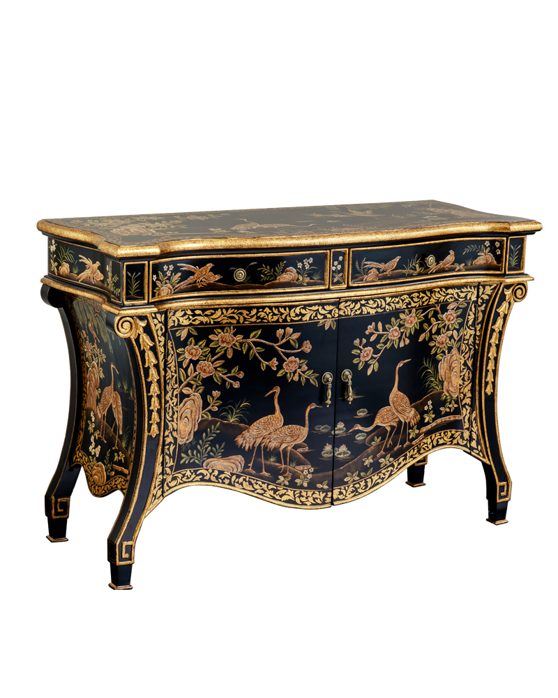 Alternative view of European Classical Nightstand with Floral Carvings and Two Drawers
