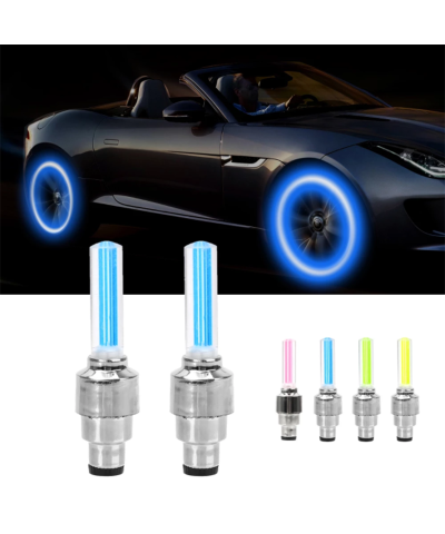 LED Wheel Light Valve Caps - Glowing Tire Caps for Car, Bike, Motorcycle Mixed Color - Image 3