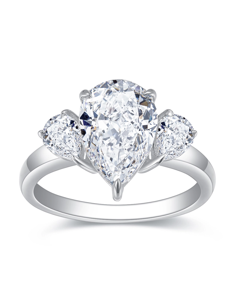 3.76CT Pear D-VVS1 Certified Lab Grown Diamond Ring in 18K White Gold