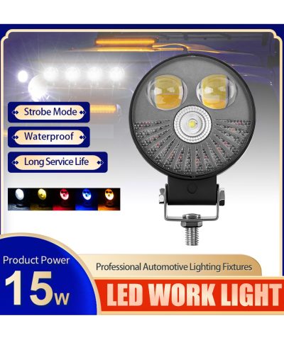 Alternative view of 3 Inch 15W LED Work Light Pod | Spot & Flood Beam with White & Strobe Functions