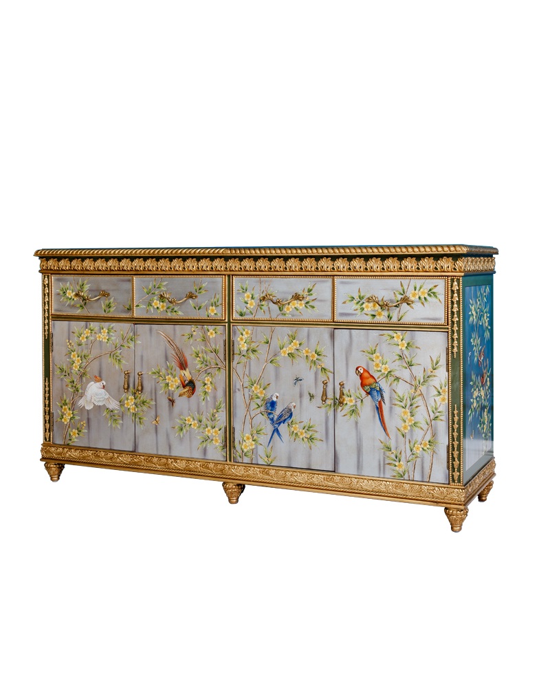 Alternative view of Country Classic Antique China Cabinet: Hand-Painted Solid Wood with Brass Accents