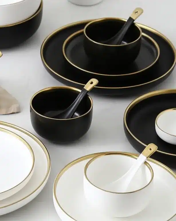 HTH Workshop Round Gold Stroke Ceramic Dinner Plate Collection-20297385