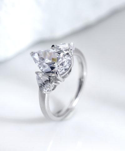 Alternative view of 3.76CT Pear D-VVS1 Certified Lab Grown Diamond Ring in 18K White Gold