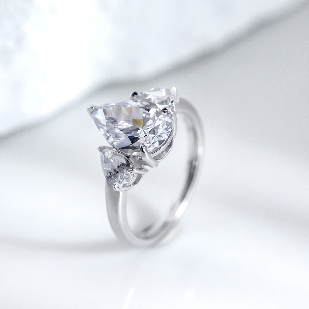Alternative view of 3.76CT Pear D-VVS1 Certified Lab Grown Diamond Ring in 18K White Gold
