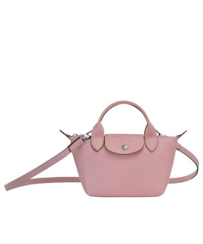 Longchamp Le Pliage Antique Pink Leather Bag With Strap 1