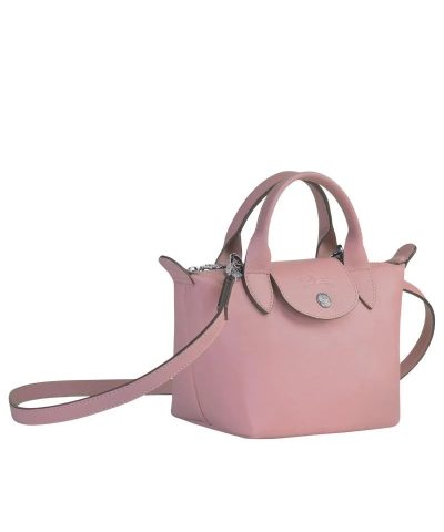 Longchamp Le Pliage Antique Pink Leather Bag With Strap 2
