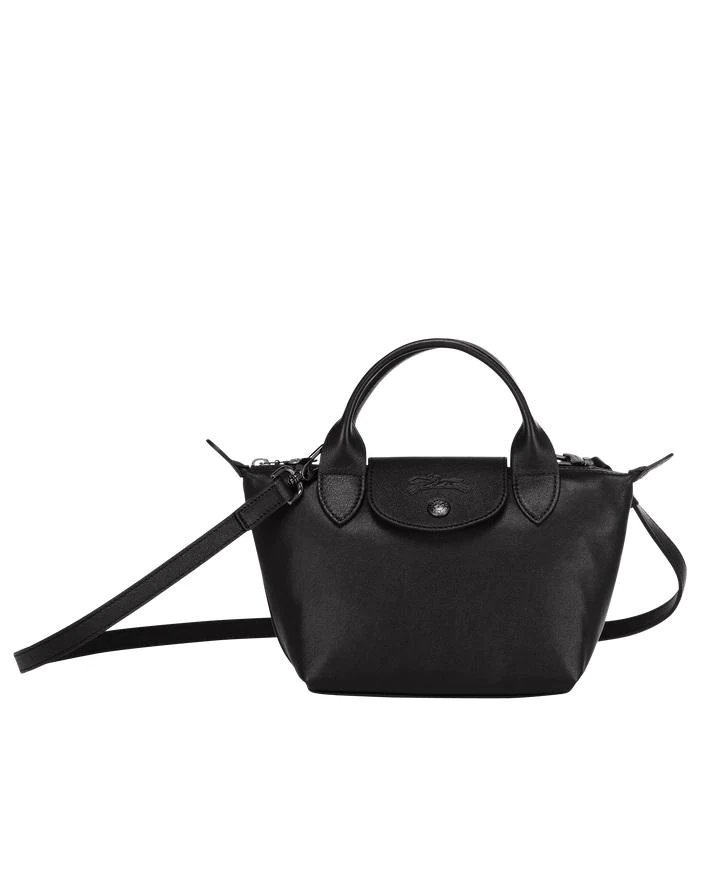 Alternative view of Longchamp Le Pliage Black Leather Bag With Strap